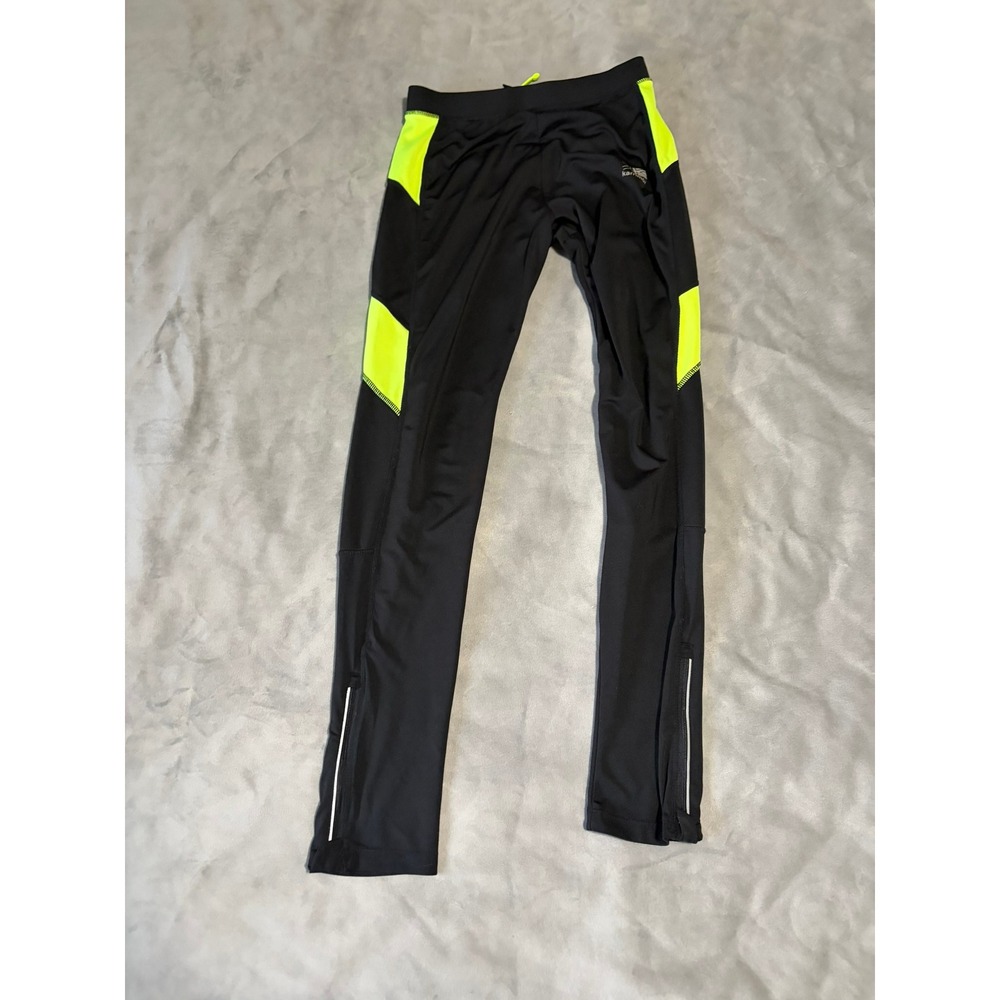 Karrimor Run Mens Black Neon Yellow Reflective Zipper Ankle Running Leggings M